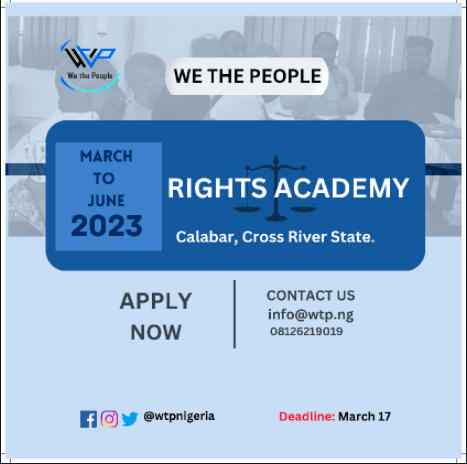 Read more about the article 2023 WTP’S RIGHTS ACADEMY (CALL FOR APPLICATIONS)