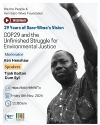 Read more about the article Webinar:  COP29 and the Unfinished Struggle for Environmental Justice